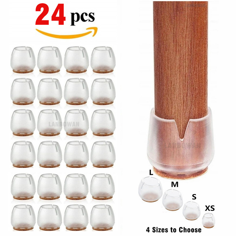 Outdoor Furniture Leg Protectors - 24pcs Silicone Chair Leg Protectors with