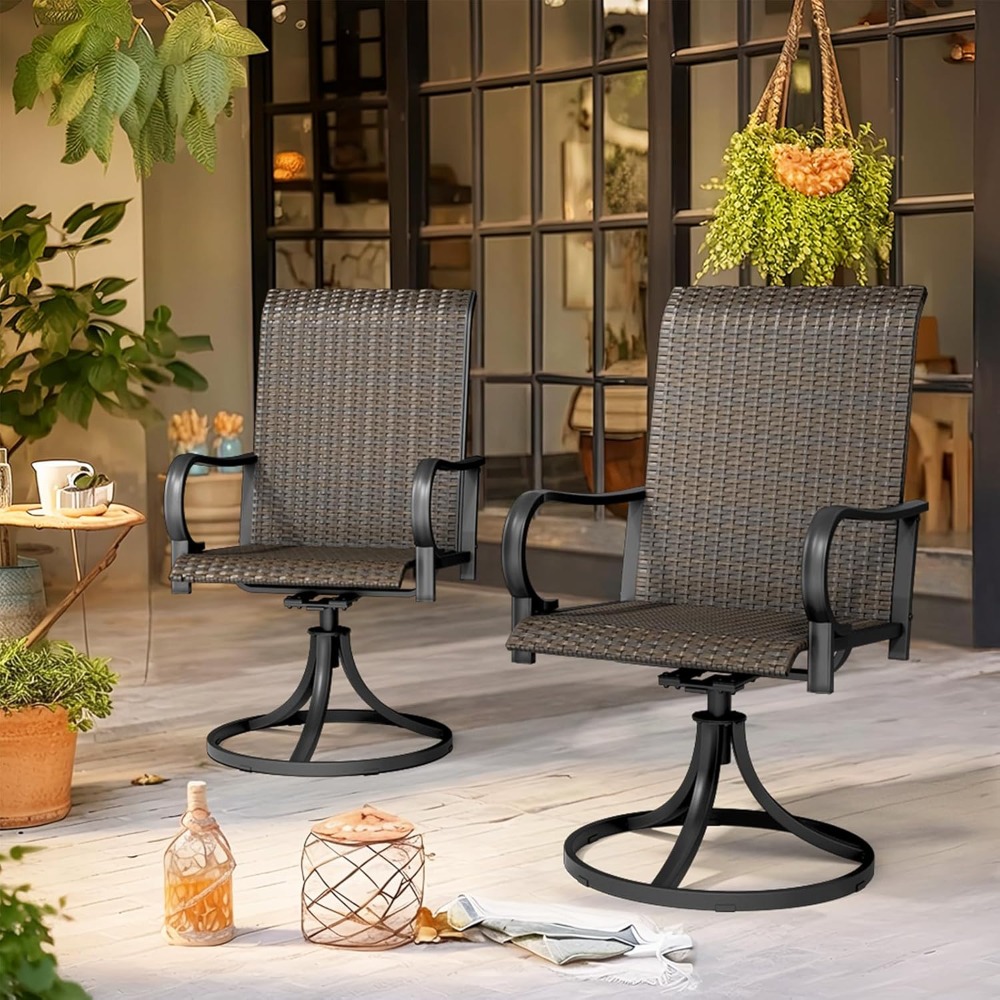 Outdoor Furniture Xl - Heavy Duty Wicker Swivel Patio Dining