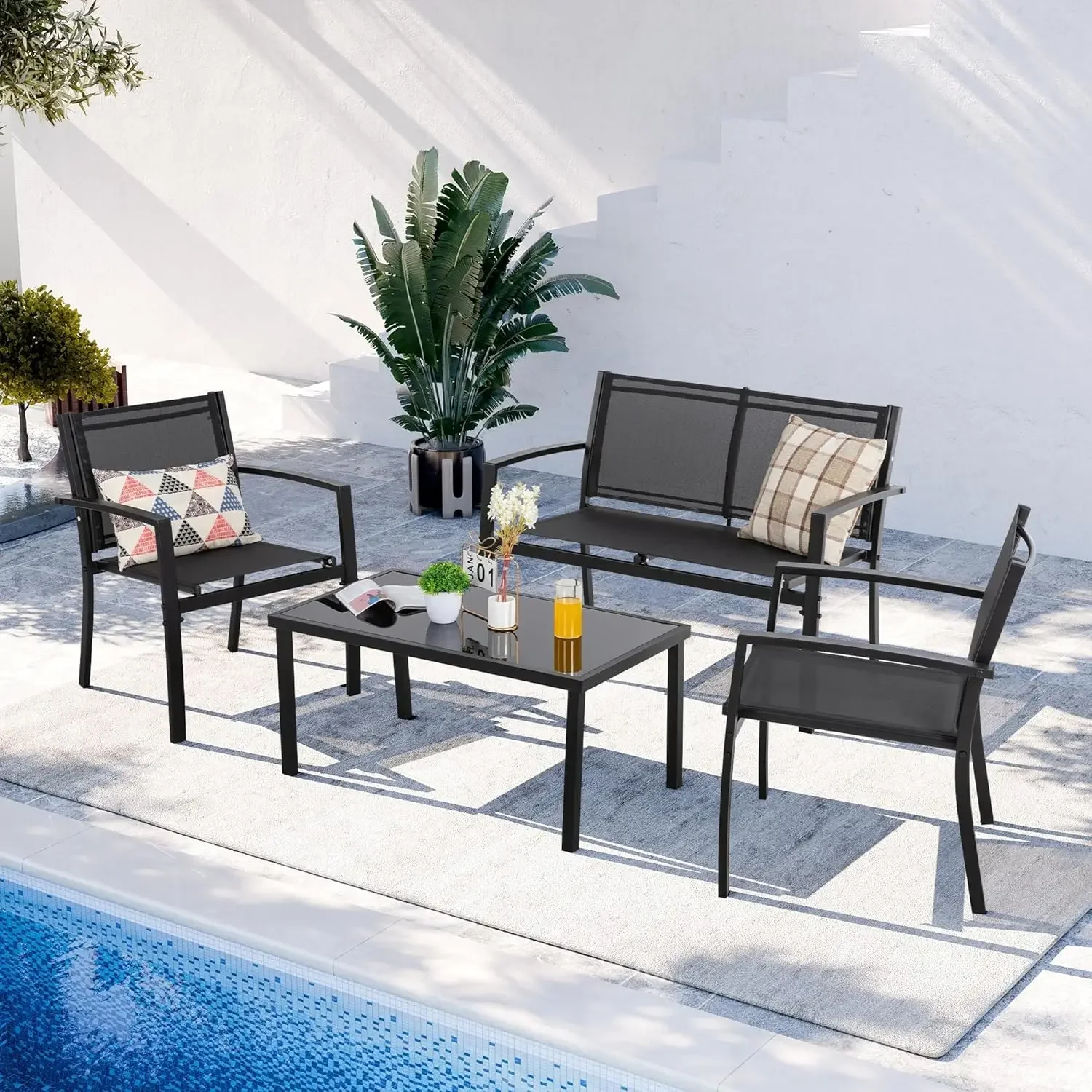 4 Pieces Patio Furniture Set A - Outdoor Furniture Fabric 리뷰 및 가격