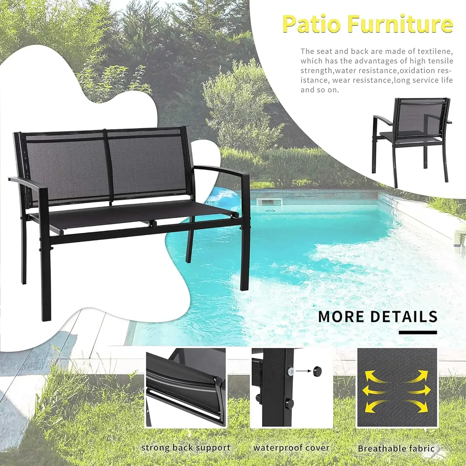 4 Pieces Patio Furniture Set A - Outdoor Furniture Fabric 리뷰 및 가격