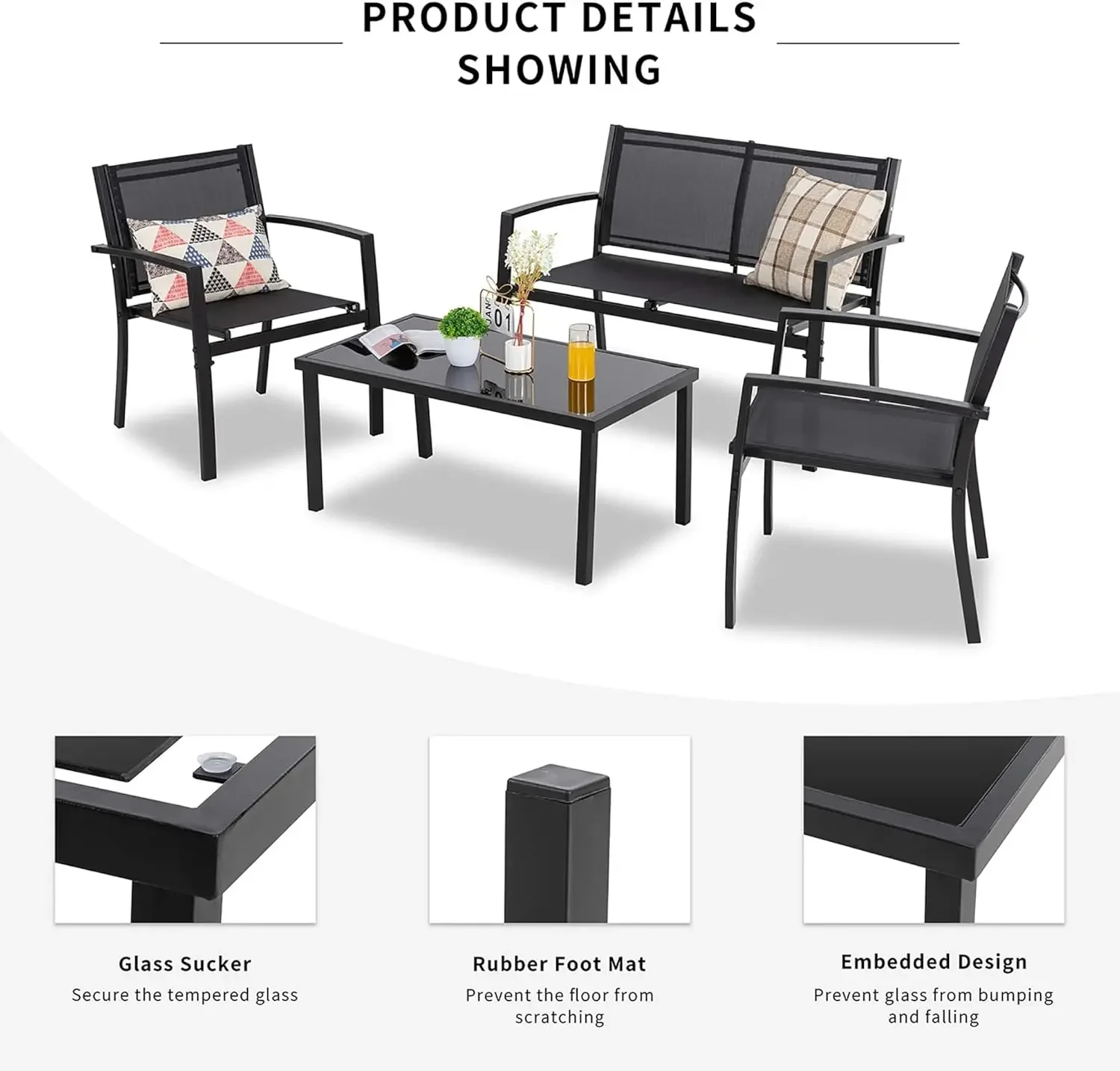 4 Pieces Patio Furniture Set A - Outdoor Furniture Fabric 리뷰 및 가격