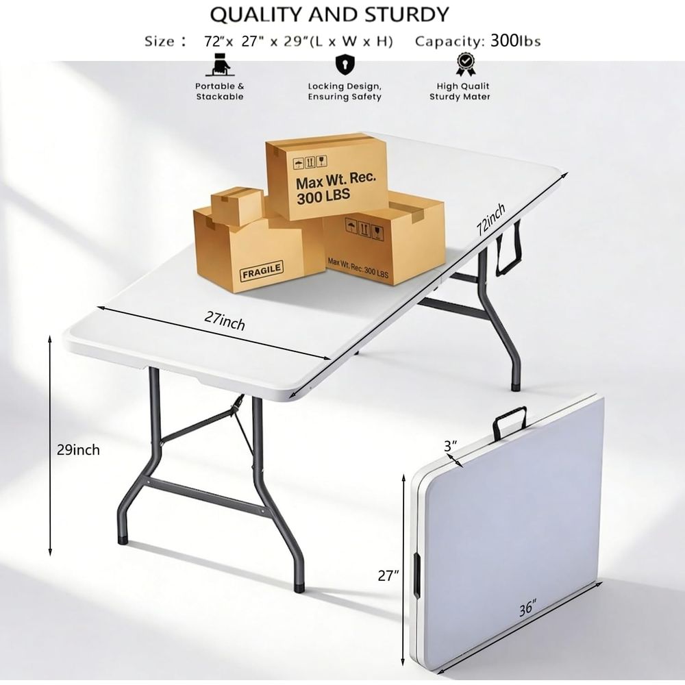 6ft Portable Folding Table, Wh - Outdoor Furniture Design 리뷰 및 가격