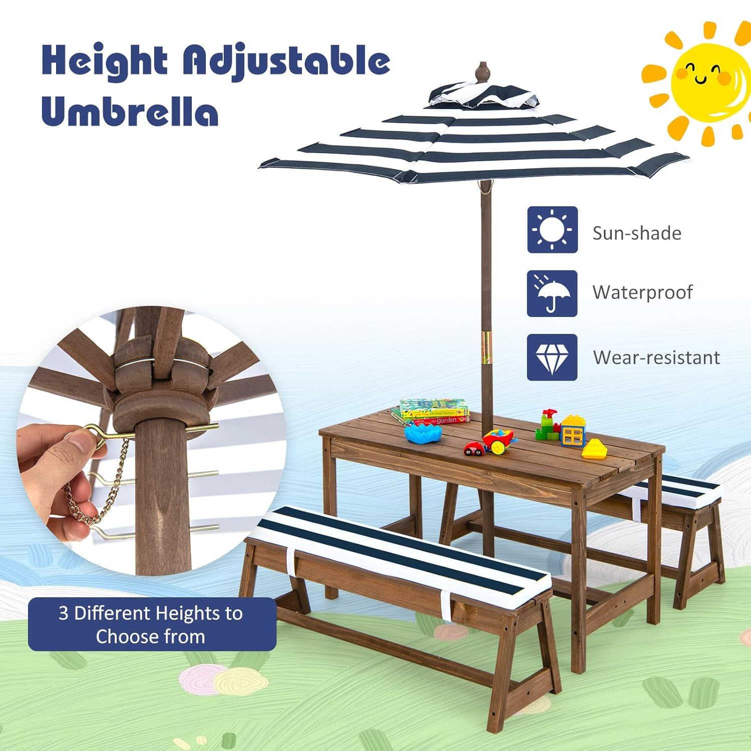 Height Adjustable Wooden Kids  - Outdoor Furniture Kids 리뷰 및 가격