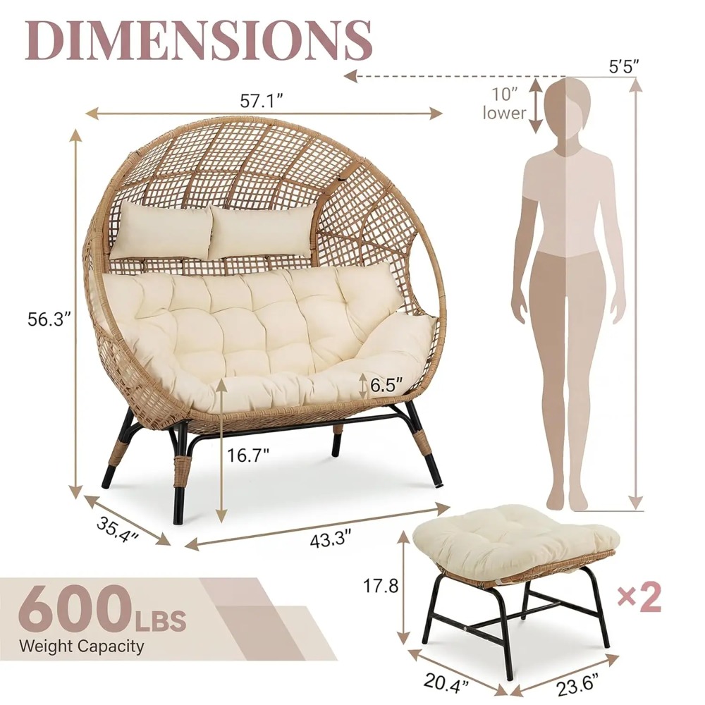 plus Size XL 57.1' Indoor Outd - Outdoor Furniture Xl 리뷰 및 가격