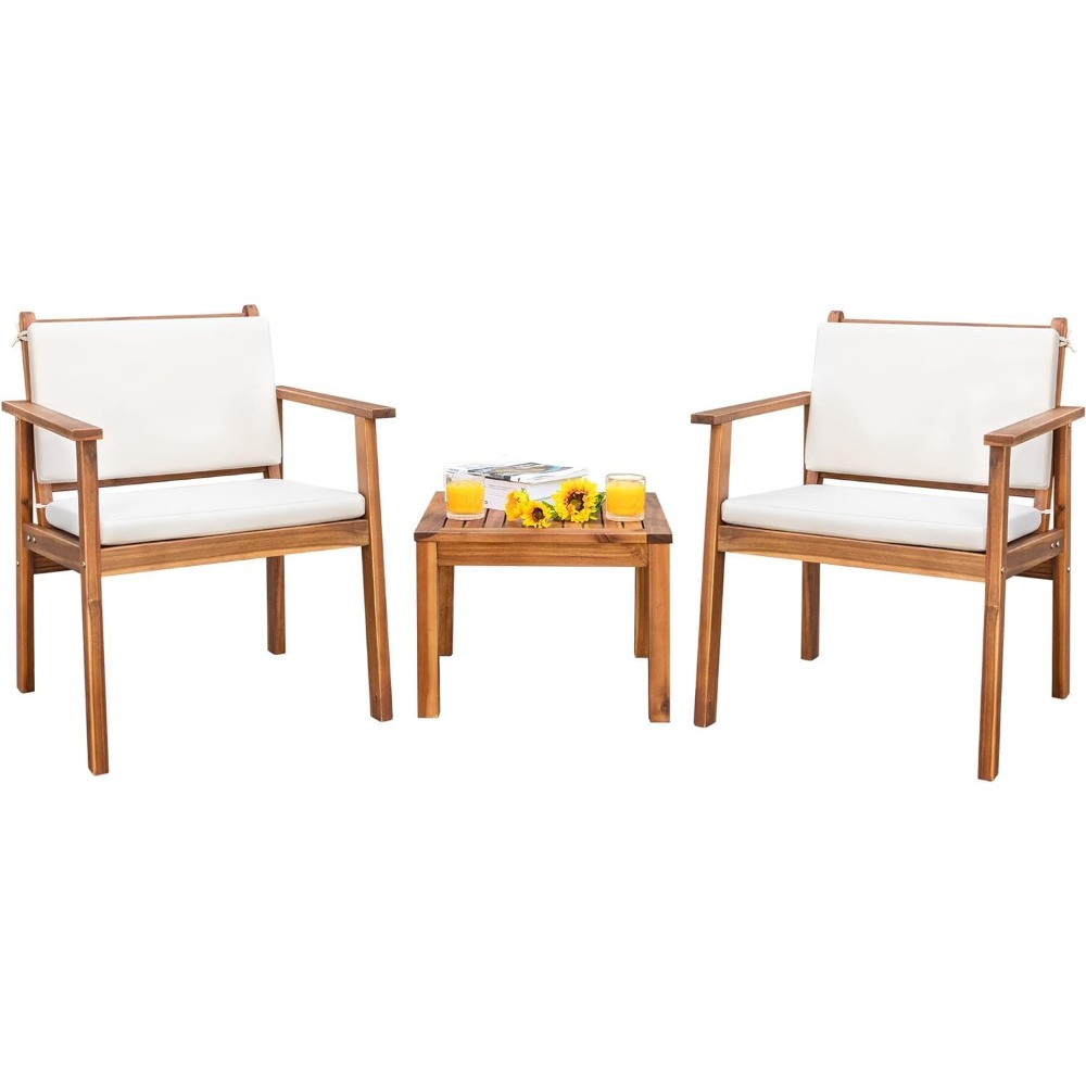 Patio Set 3 Piece Acacia Wood  - Outdoor Furniture Cushions 22 X 22 리뷰 및 가격