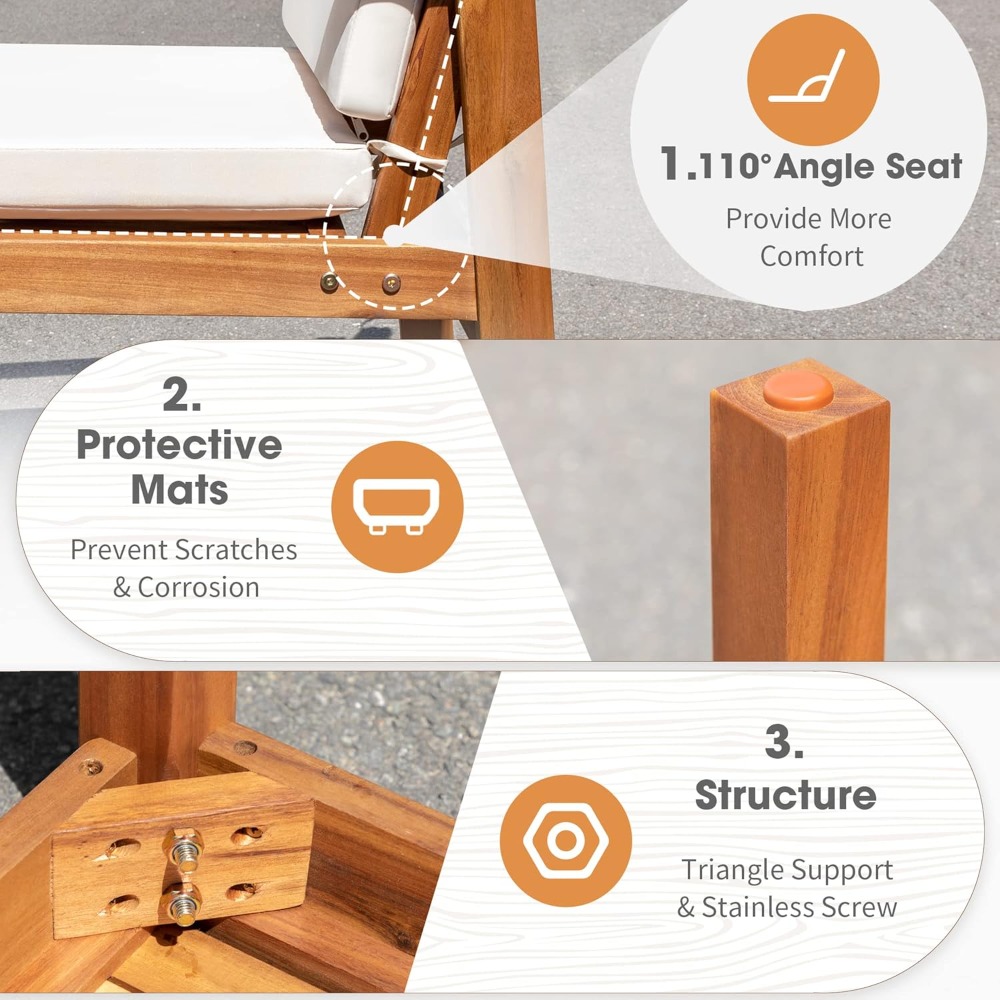 Patio Set 3 Piece Acacia Wood  - Outdoor Furniture Cushions 22 X 22 리뷰 및 가격